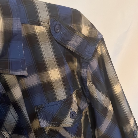 Panzer Men Casual Dress Shirt| Size 2X Color Blue/Gray - Picture 5 of 8